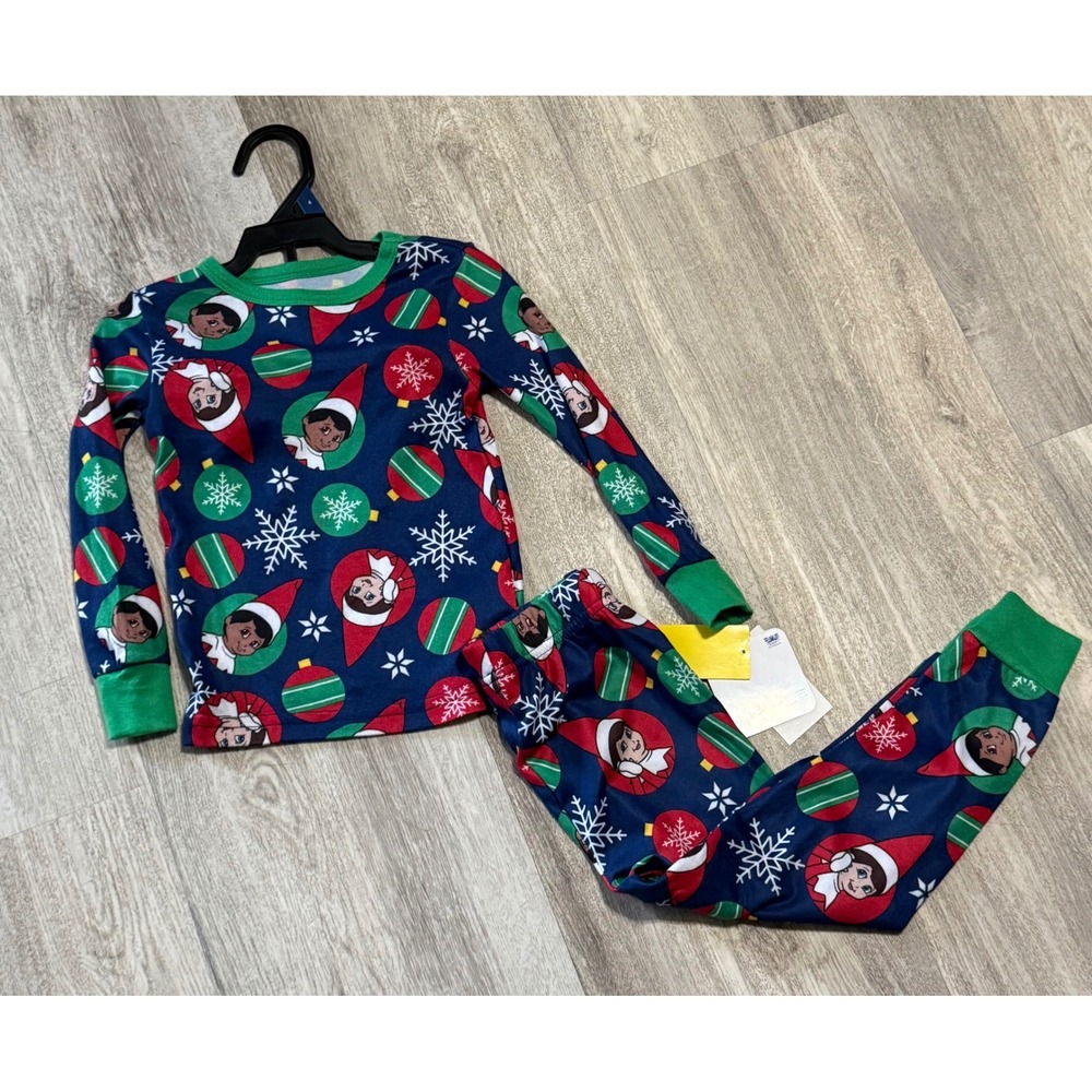 The Elf on the Shelf Pajamas Kids Size 4 Long Sleeve Pants Set‎ Blue Christmas